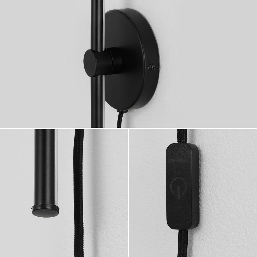 1-Light Modern Minimalist Iron Adjustable Bar Integrated LED Plug-In Sconce