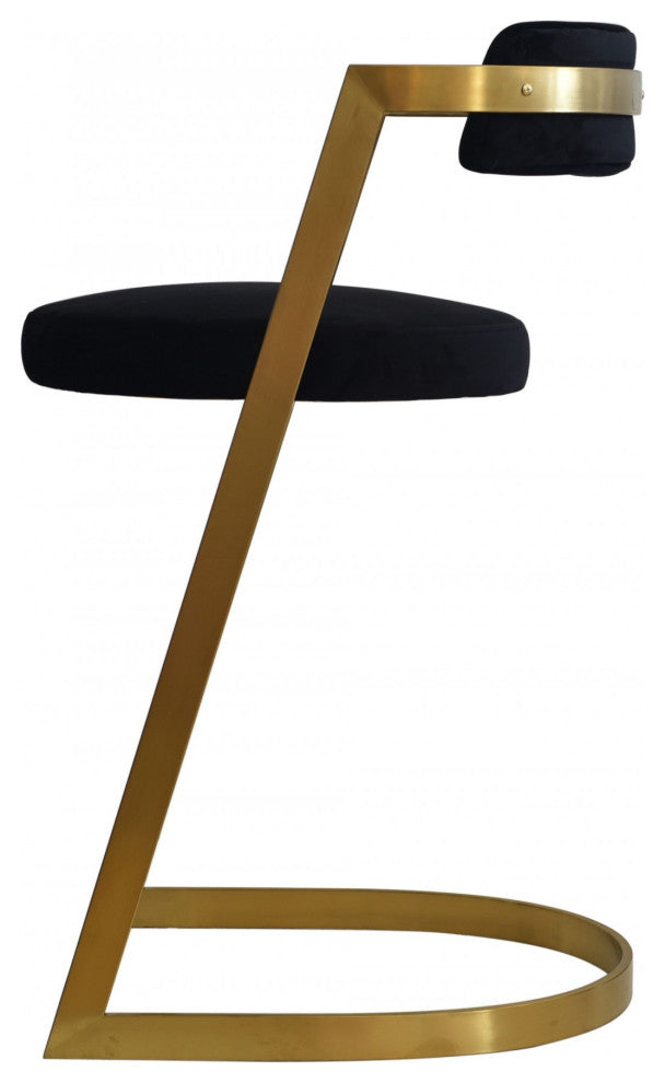 Modrest Shandra Black Velvet, Gold Counter Stool