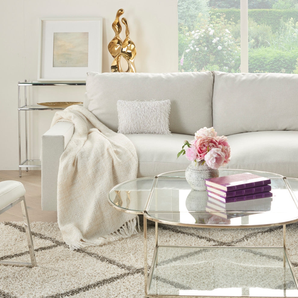 Nourison Home 10"x14" Mina Victory Sofia Beaded Tassels White Throw Pillows