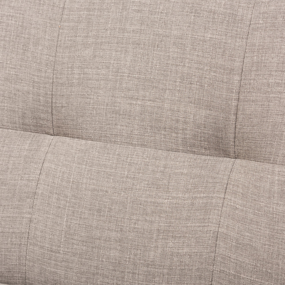 Bianca Mid-Century Walnut Wood Light Gray Fabric Tufted Livingroom Sofa Set