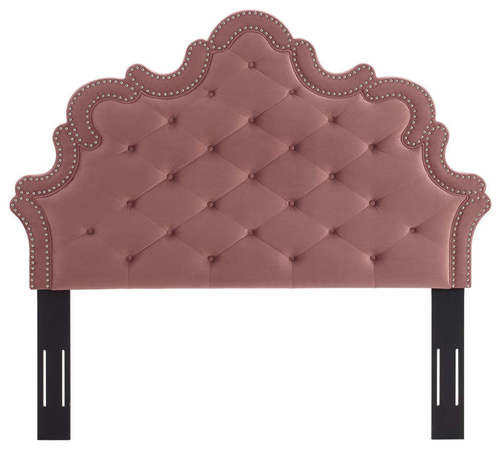 Button-Tufted Performance Velvet King/California King Headboard, Dusty Rose