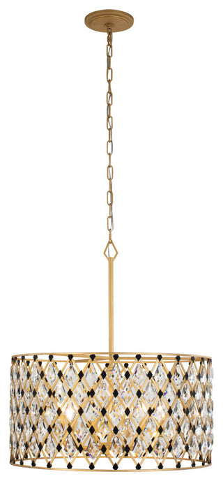 Windsor 6-Lt Crystal Pendant - French Gold/Matte Black