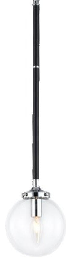 Matteo Lighting C58201CHCL One Light Pendant, Black & Chrome Finish