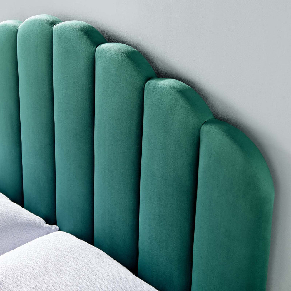 Headboard, Twin Size, Velvet, Dark Gray, Modern Contemporary, Bedroom, Teal Blue