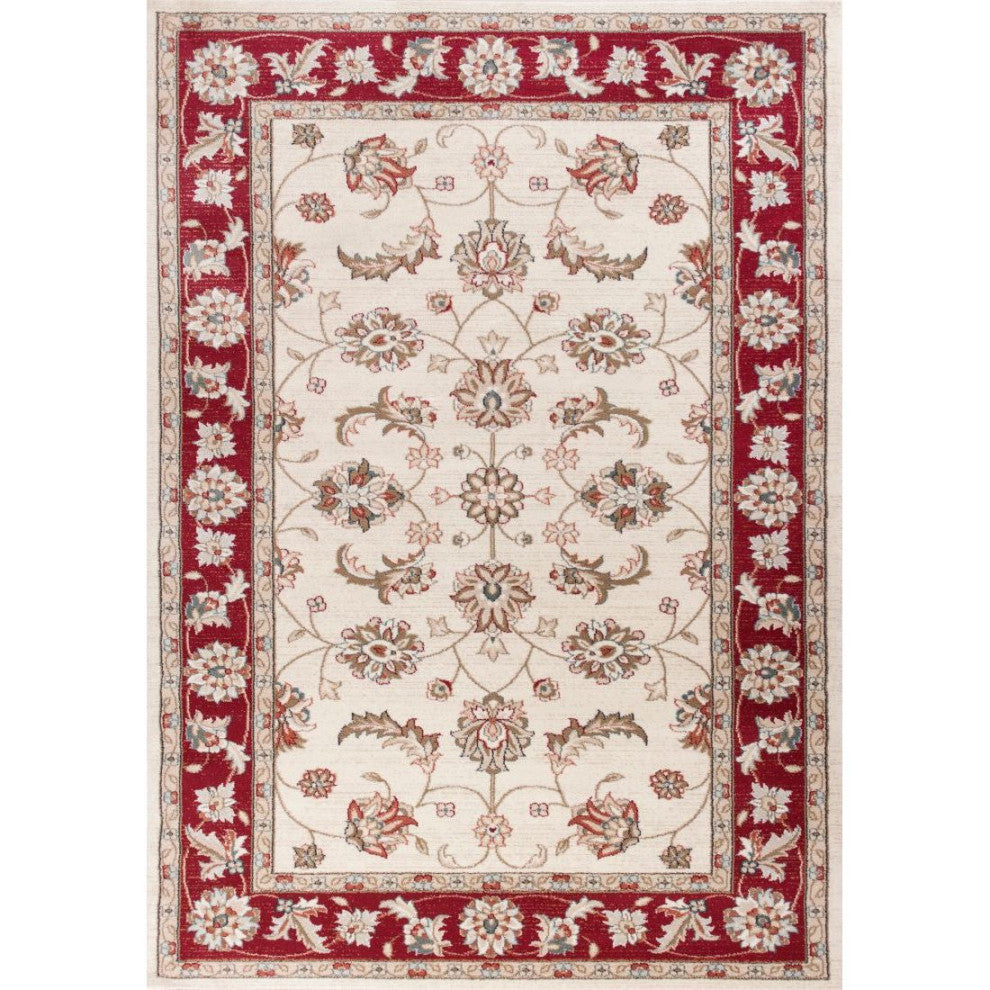 KAS Avalon 5613 Ivory/Red  Mahal Area Rug, 5'3" x 7'7"
