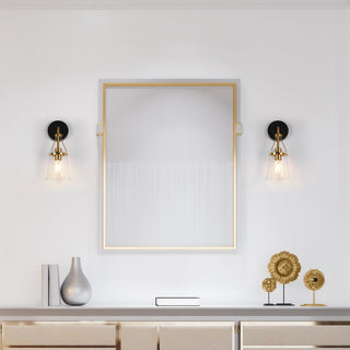 LNC Polished Gold Modern Seeded-Glass Wall Sconce, 1 Light