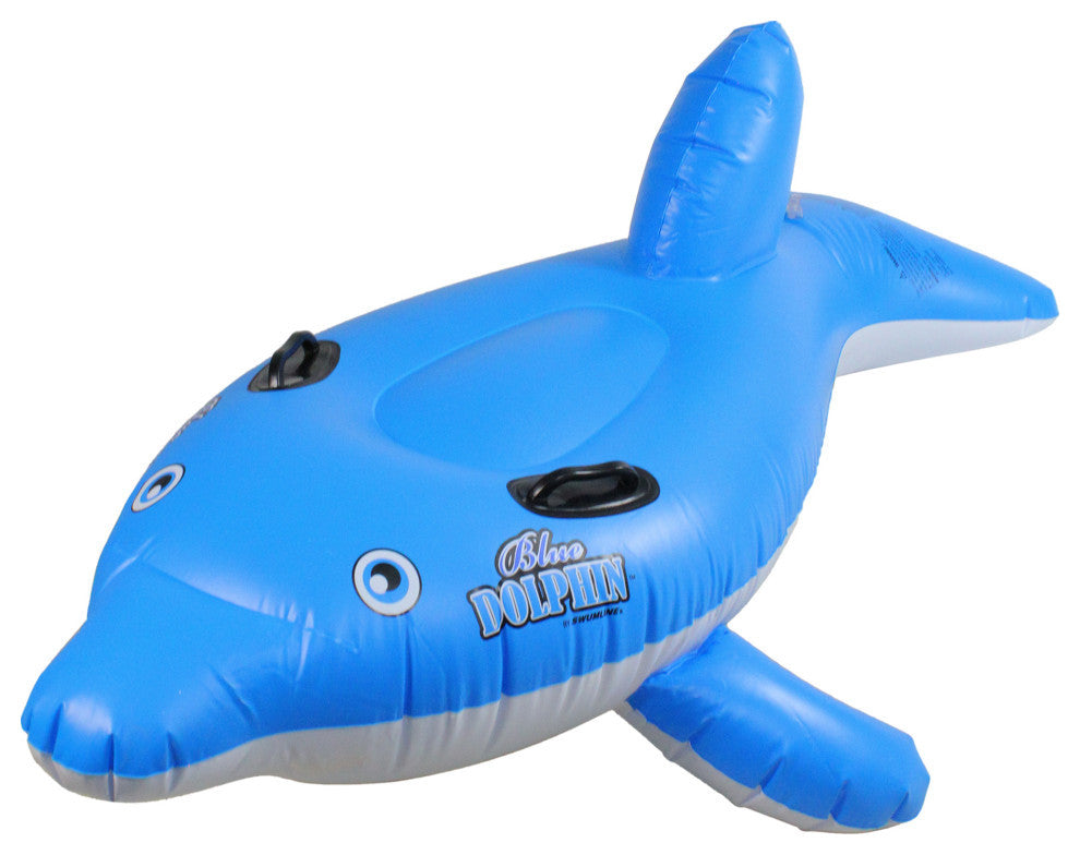 61" Inflatable Blue Ride-On Dolphin Swimming Pool Float