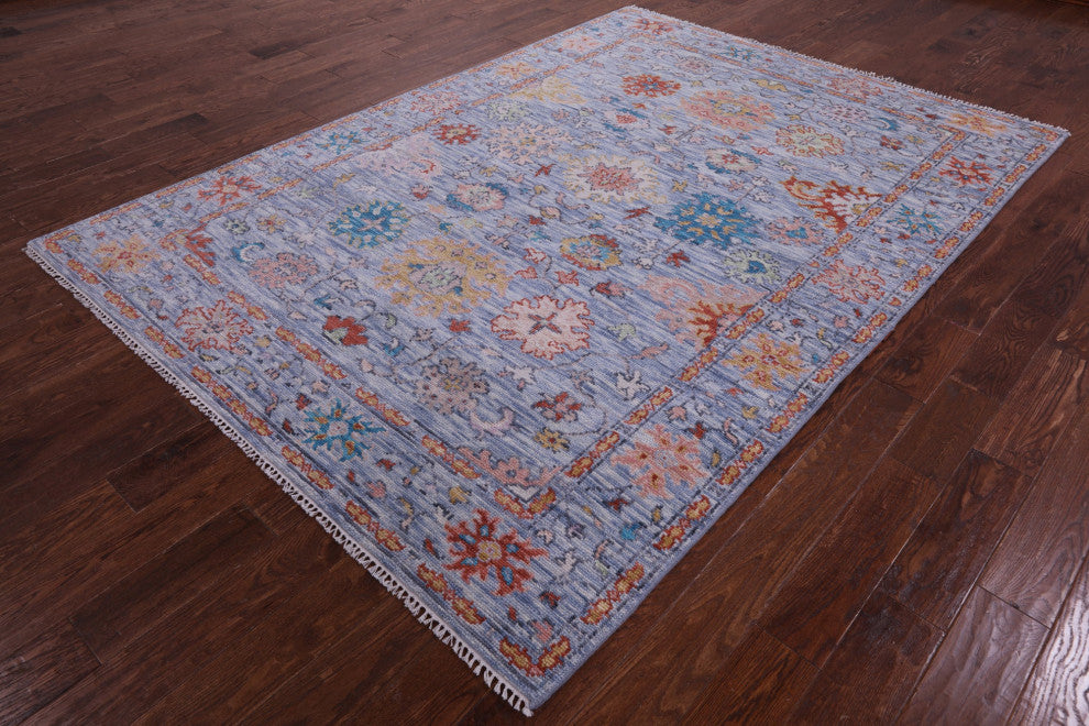 6' 5" X 9' 2" Turkish Oushak Hand-Knotted Wool Rug - Q14956