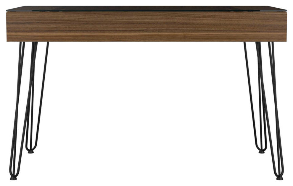 FM FURNITURE Kyoto 120 29-inch Tall Writing Desk with Hairpin Legs, Mahogany