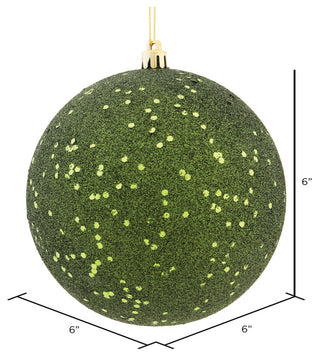 Vickerman 6" Moss Green Sequin Ball Ornament, 4 per Bag