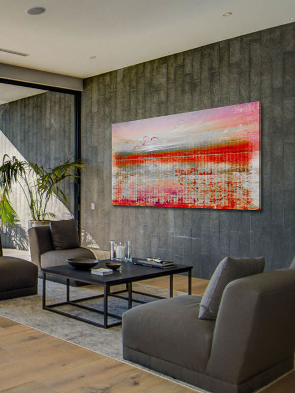 "Dock Birds" Print on Canvas, 36"x18"