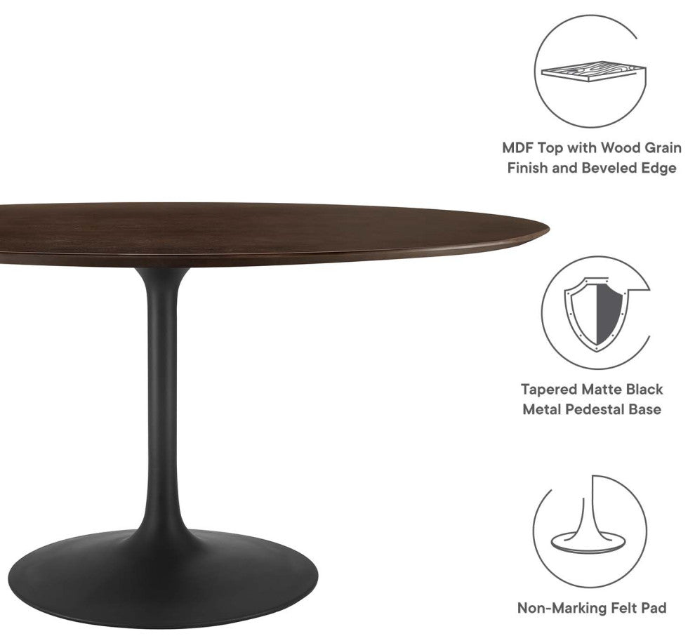 Lippa 60" Wood Oval Dining Table, Black Cherry Walnut