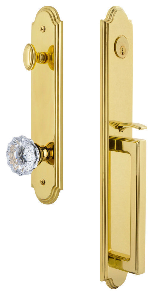 Arc 1-Piece Dummy Handleset, D Grip and Fontainebleau, Lifetime Brass, 848602