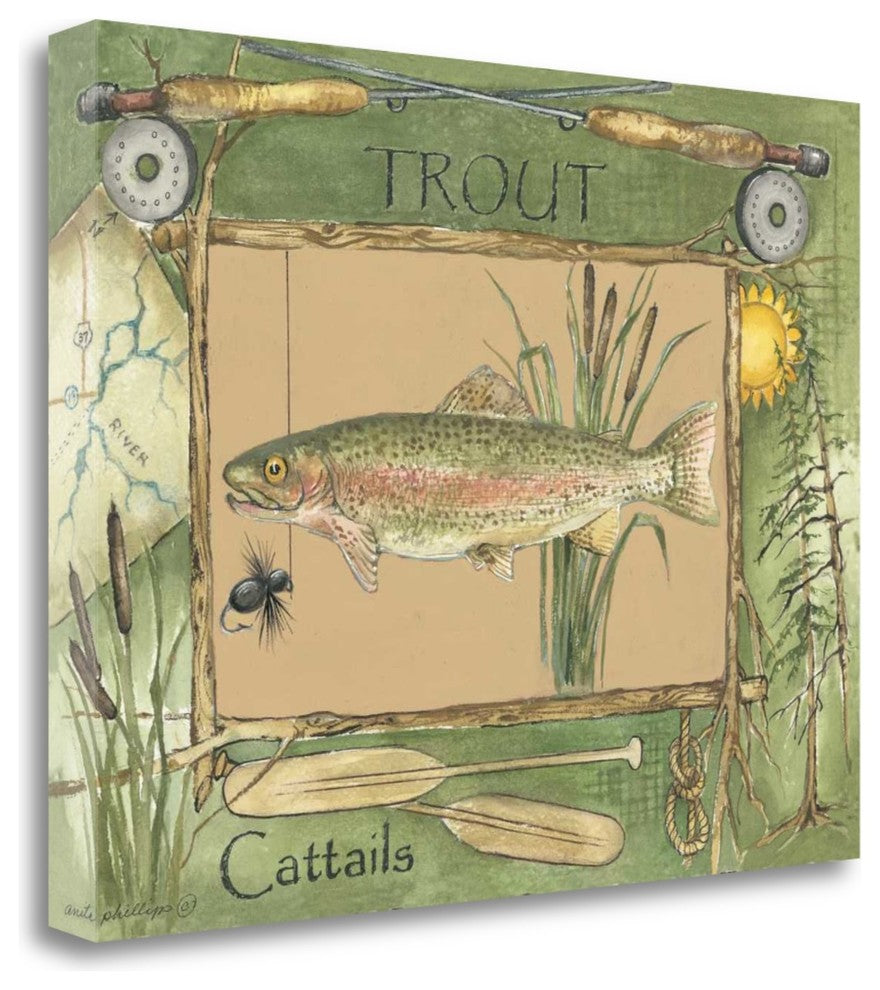 "Trout" By Anita Phillips, Giclee Print on Gallery Wrap Canvas, Ready to Hang