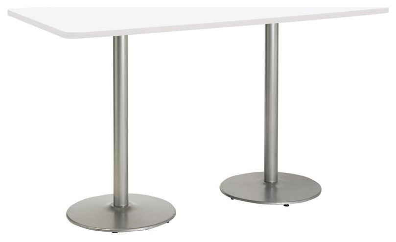 KFI Mode 42" x 72" Conference Table White Round Silver Base Bistro Height