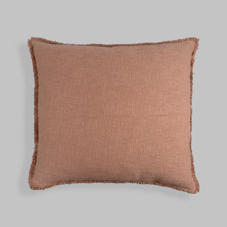 Organic Chic Washed Textured Pillow With Frayed Edges, Chestnut