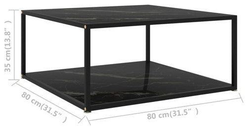 vidaXL Coffee Table End Table Living Room Sofa Table Black Tempered Glass