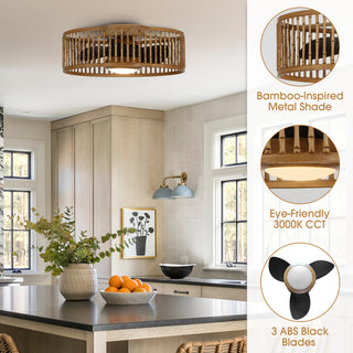 19.5 in Indoor Farmhouse Flush Mount LED Ceiling Fan With Remote Control