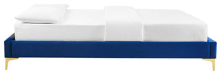 Sutton Full Performance Velvet Bed Frame-Navy