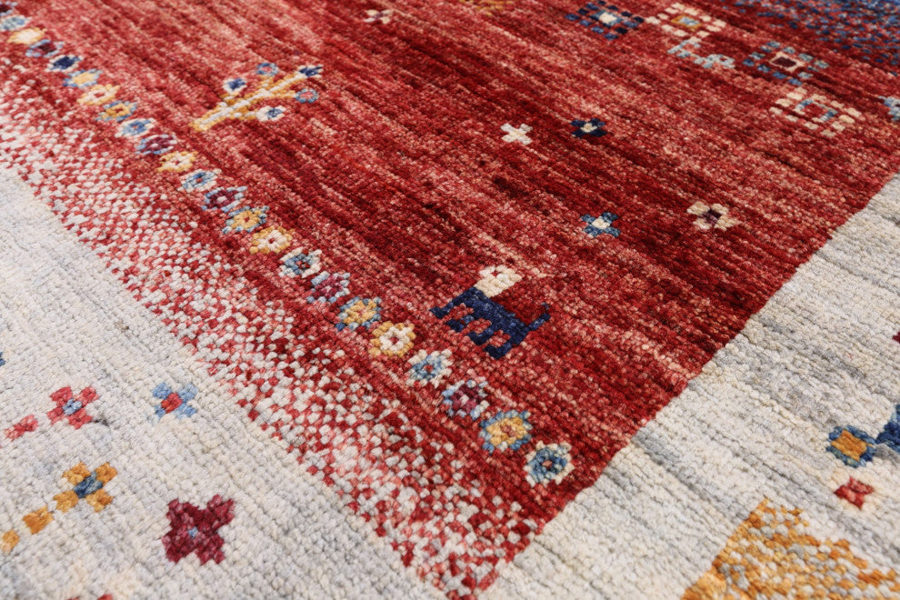 Tribal Persian Gabbeh Hand Knotted Wool Rug 4' 9" X 6' 6" Q7943