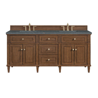 Lorelai 72"Double Vanity, Mid-Century Walnut, 3 CM Parisien Bleu Top
