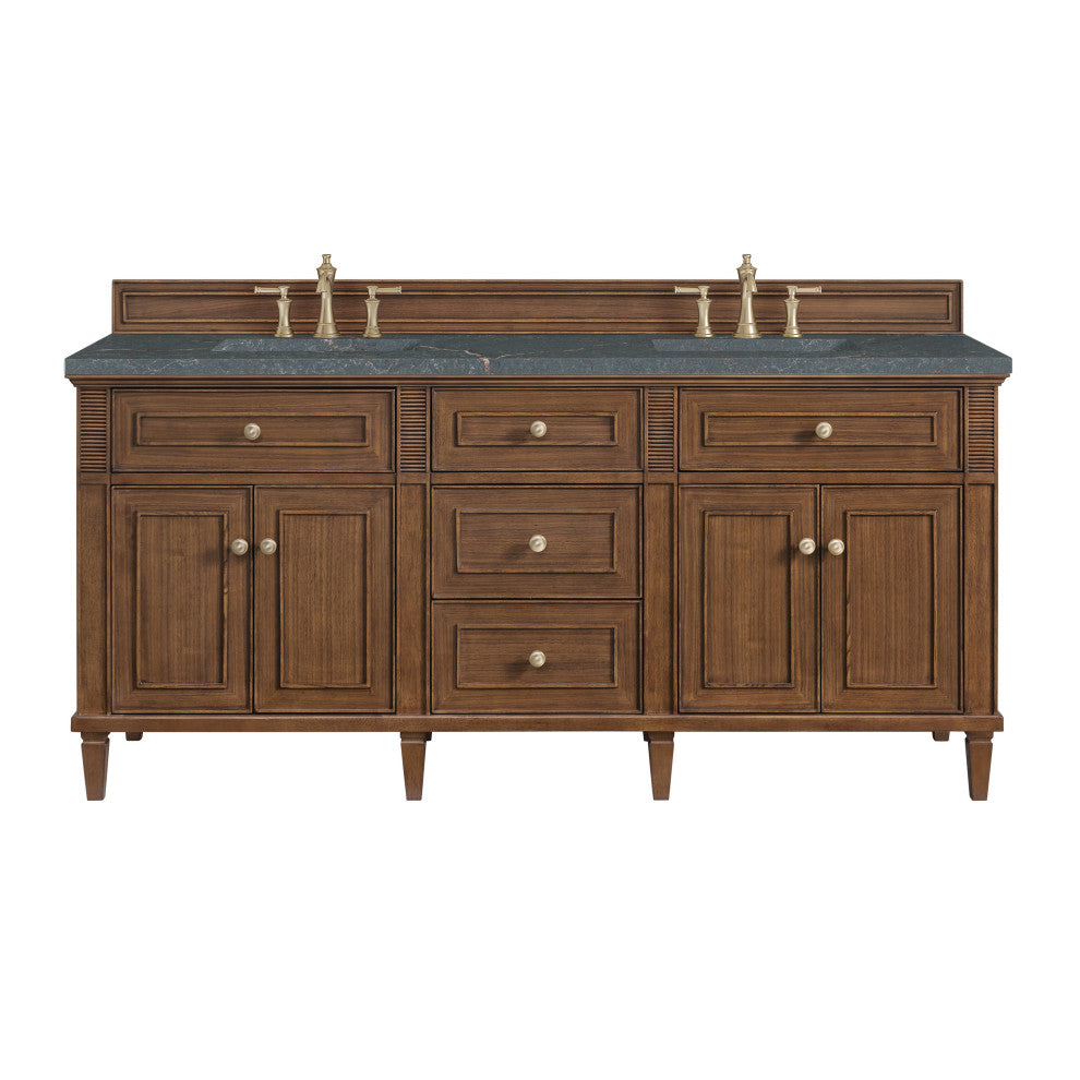 Lorelai 72"Double Vanity, Mid-Century Walnut, 3 CM Parisien Bleu Top