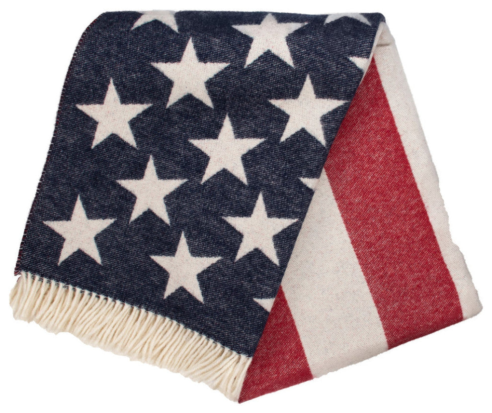American Flag Merino Wool Throw