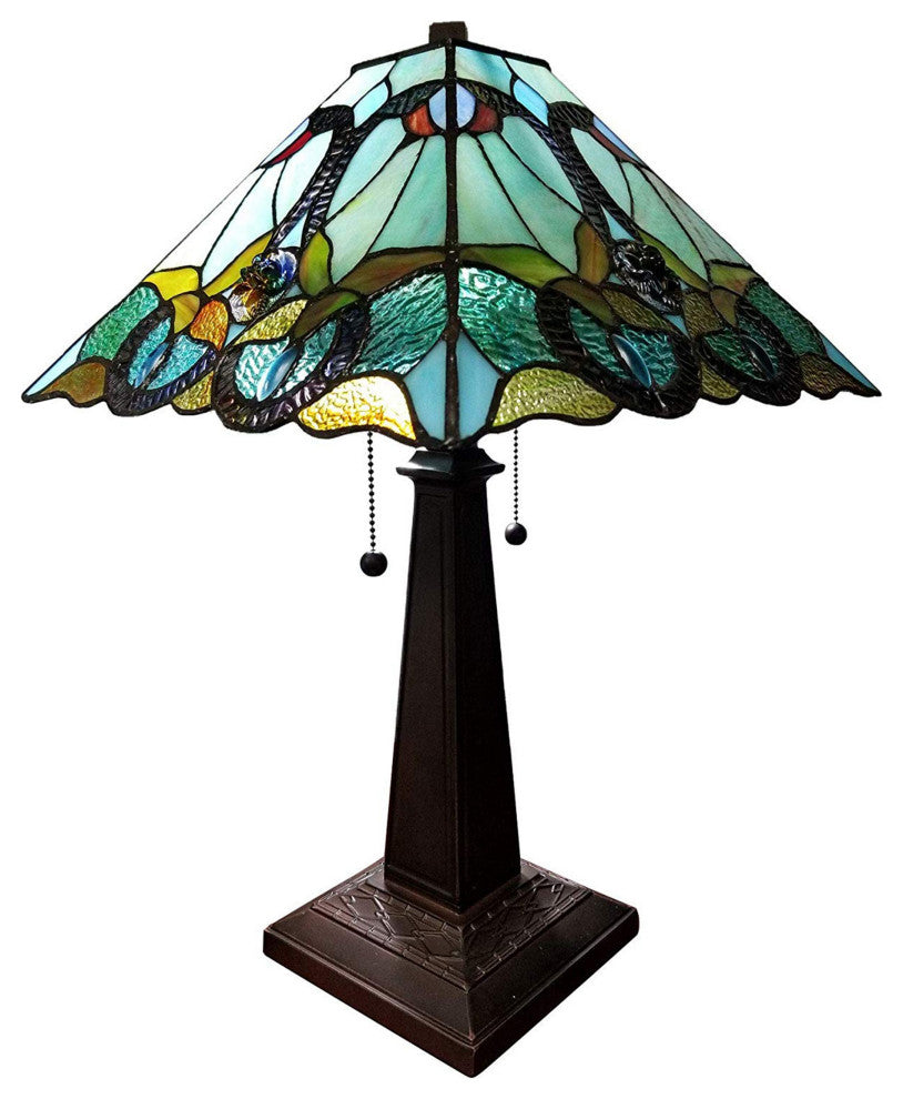 Amora Lighting AM254TL14B Tiffany Style Floral Mission Table Lamp 23 In High