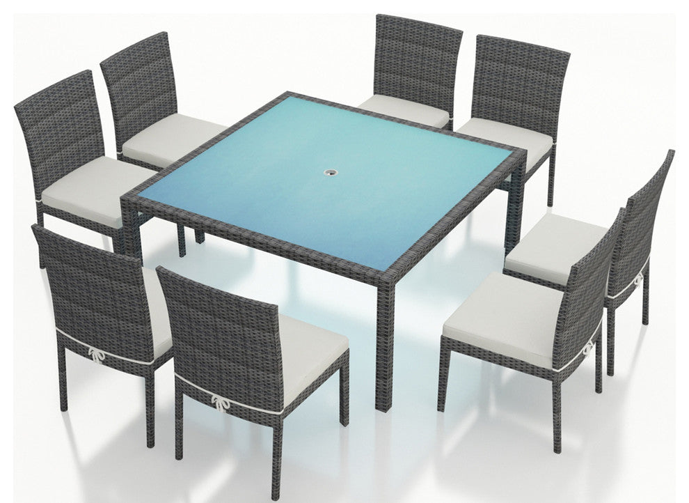 District 9 Piece Square Dining Set, Canvas Natural