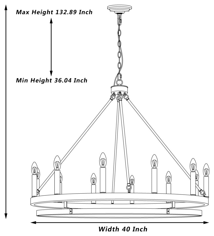 12 Light Candle Style Wagon Wheel Chandelier