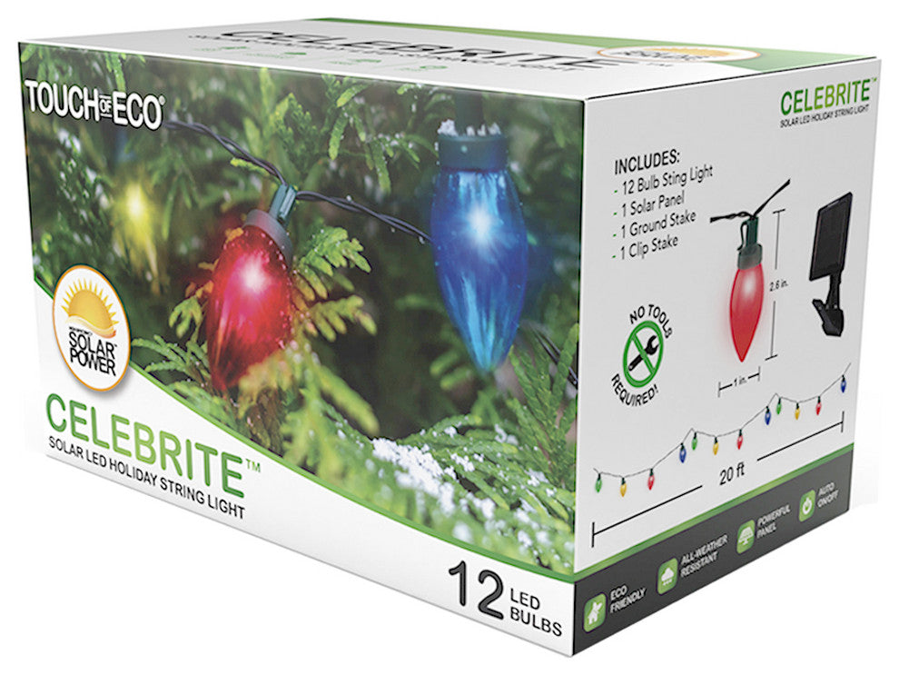 Solar LED Christmas Holiday Bulb String Lights