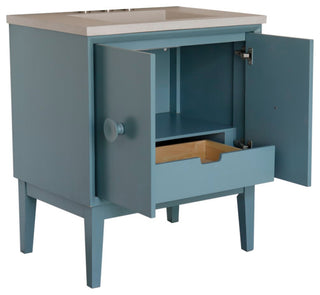31" Single Vanity, Aqua Blue Finish With Gray Concrete Top
