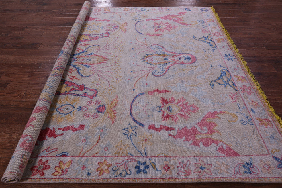 8' Square Turkish Oushak Hand Knotted Wool Rug - Q16060