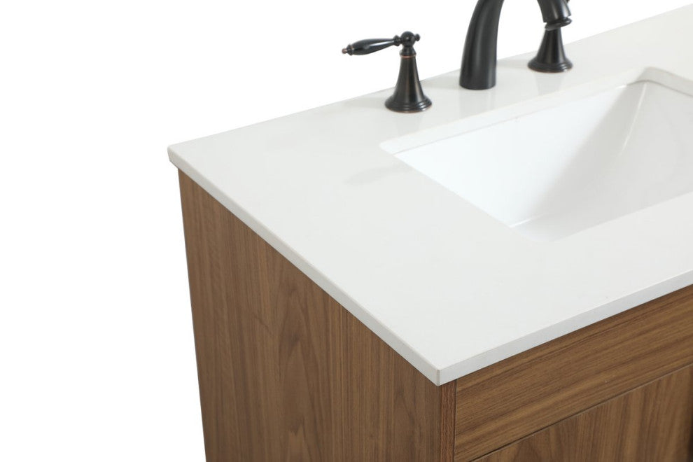 Home Living 19" Modern Walnut Brown-Light Bathroom Vanity