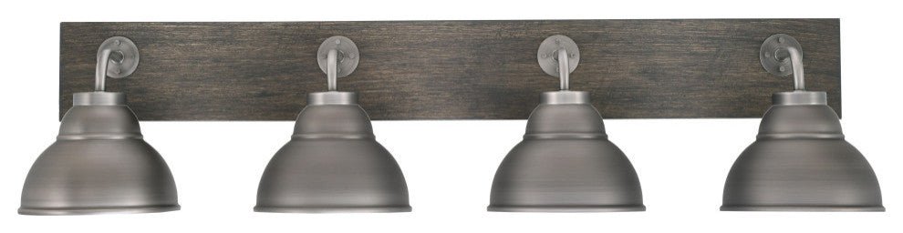 Oxbridge, Bath Bar, Graphite & Painted Distressed Wood-look, 7" Graphite Shades