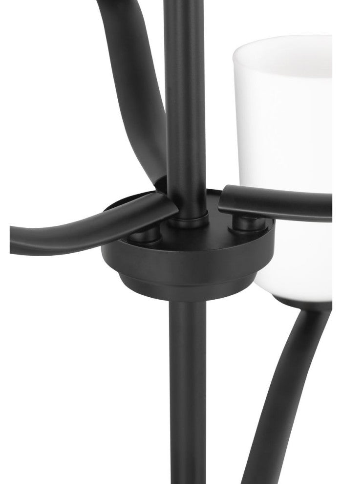 Adley Collection Nine-Light Matte Black Etched White Opal Glass Chandelier