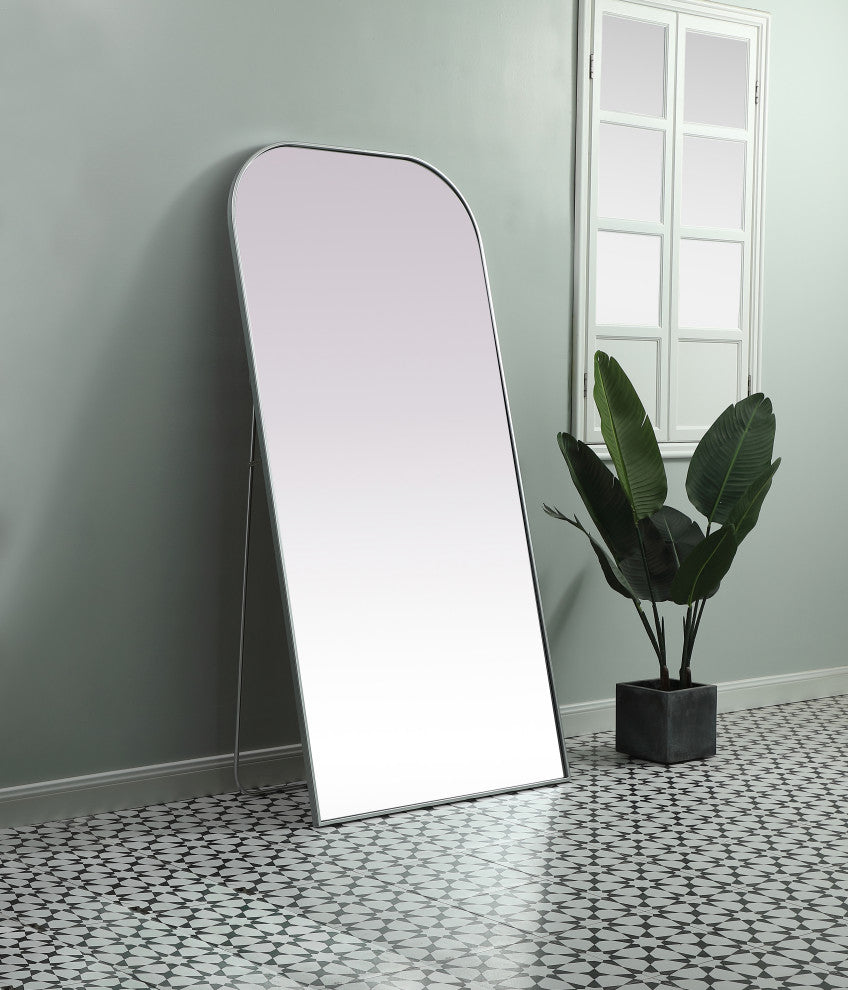 Metal Frame Arch Full Length Mirror 35X72 Inch, Silver
