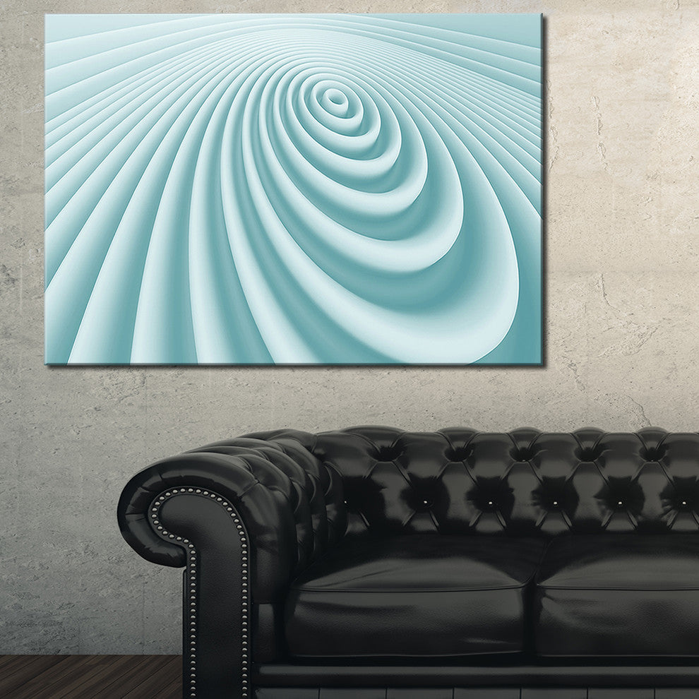 "Fractal Rounded Blue Waves" Abstract Art Canvas Print, 32"x16"