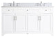 Elegant VF17060DWH-BS 60"Double Bathroom Vanity, White With Backsplash