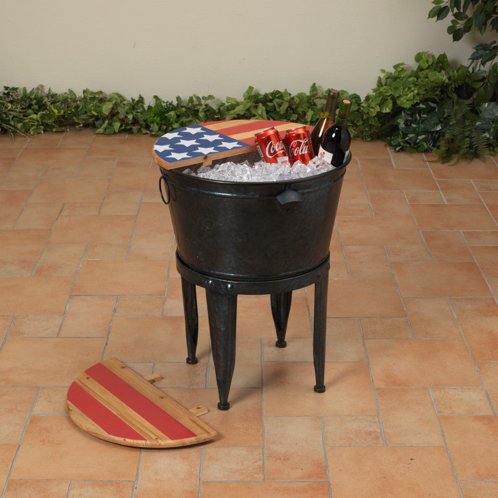 25.75" Metal Americana Drink Cooler or Planter