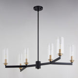 Claremont 6 Light Matte Black Contemporary Chandelier Clear Glass