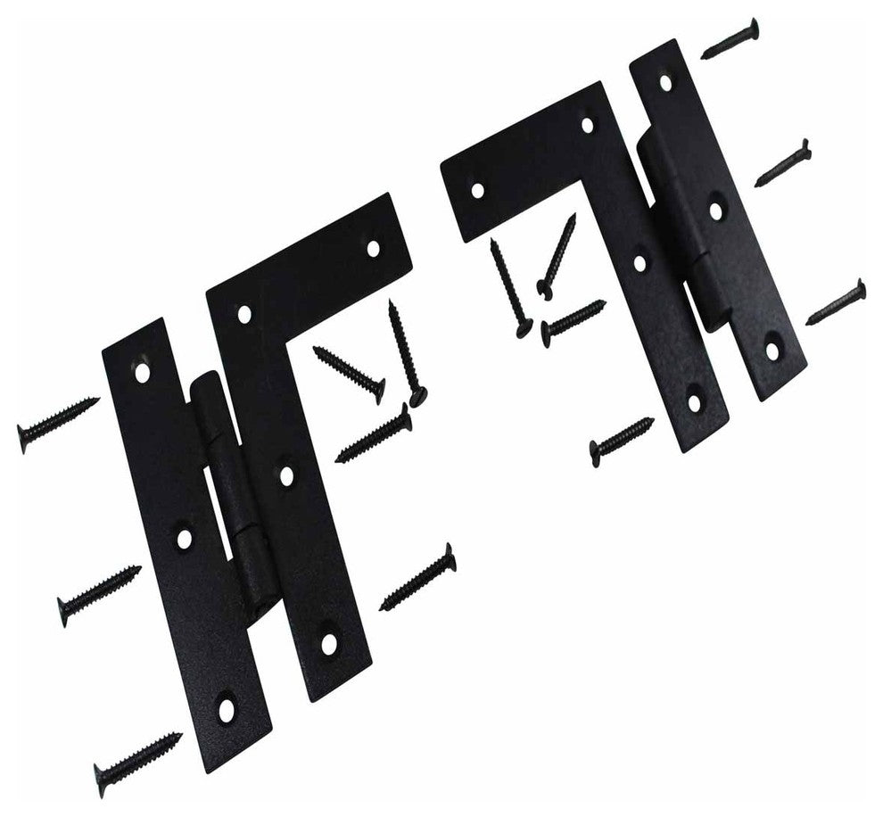 Wrought Iron Cabinet Hinges-Black-Left and Right-Colonial Style-Rust Resistant