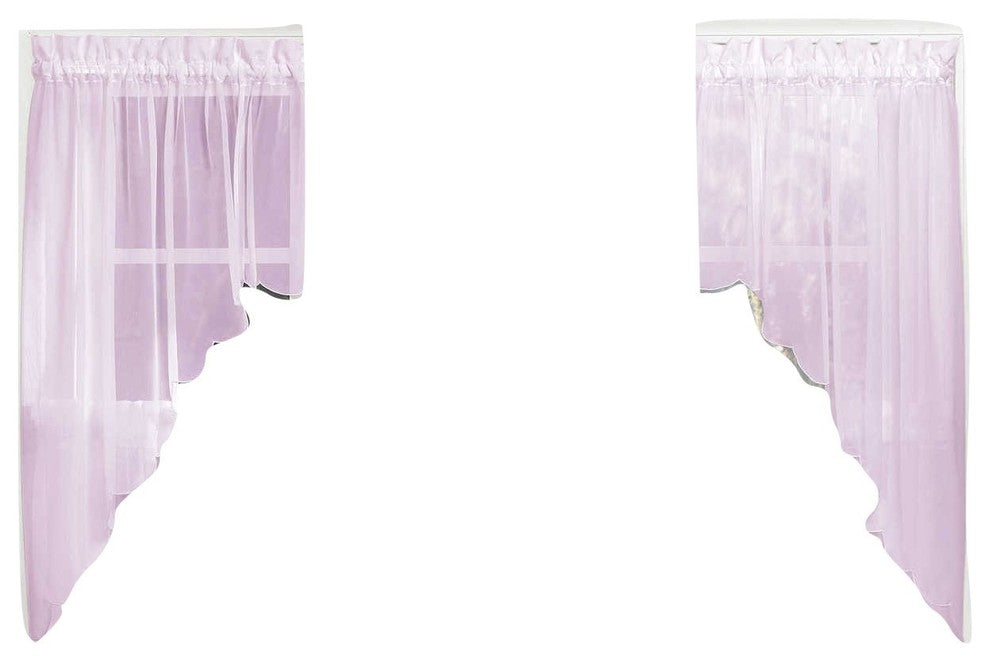 Emelia Sheer Solid Lilac Kitchen Curtain, Swag