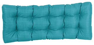 46"x19" Tufted Solid Outdoor Spun Polyester Loveseat Cushion Blue