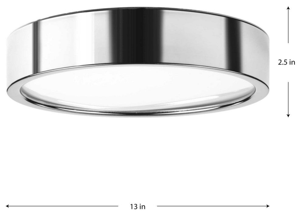 Progress Lighting Portal 1-Light Flush Mount, Brushed Nickel, 9"x2.5", Polished Chrome, 13"x2.5"