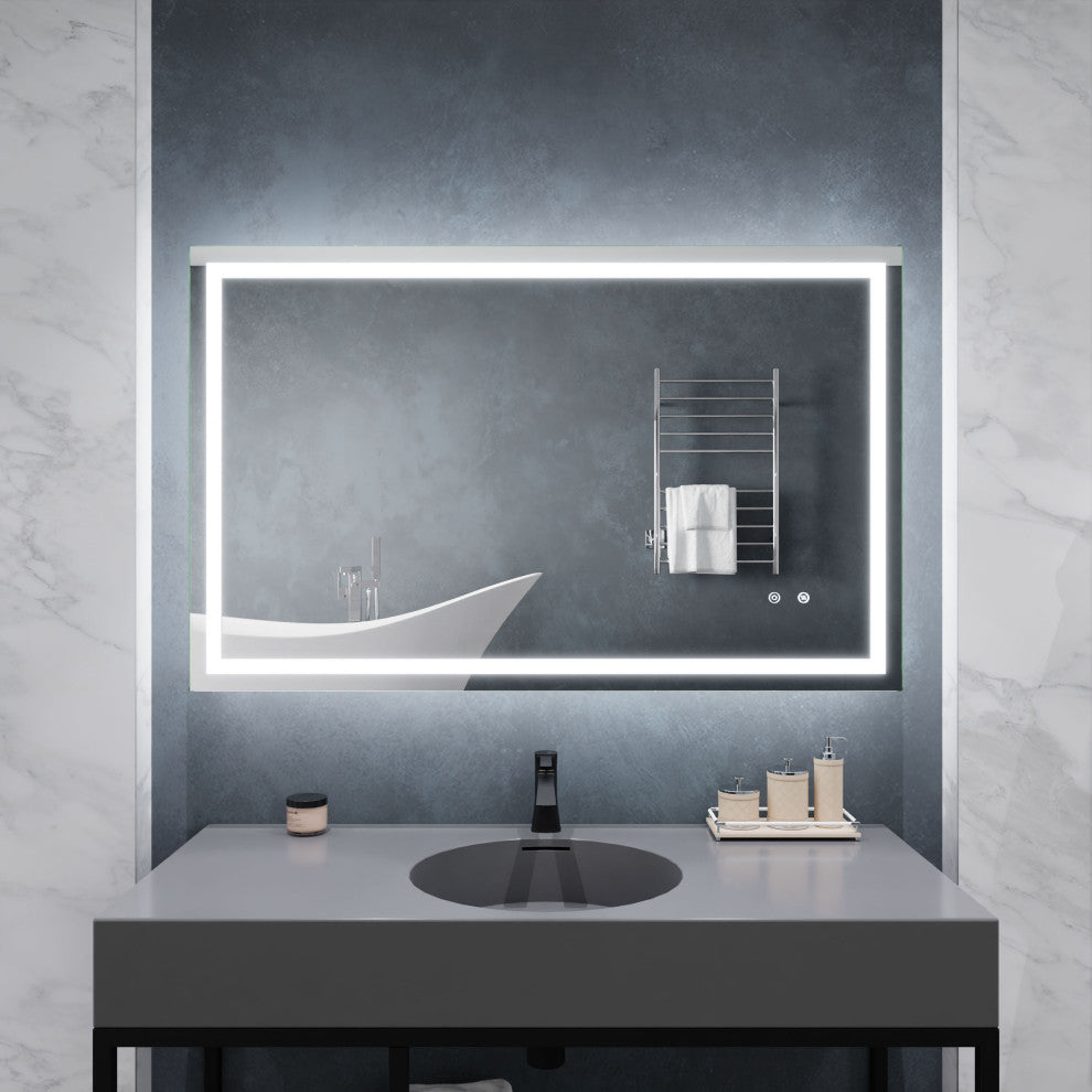 ANZZI 30" x 48" Frameless LED Front/Back Light Bathroom Mirror WithDefogger