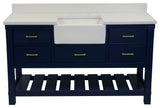 Charlotte 60" Bathroom Vanity, Royal Blue, Quartz, Single