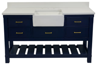 Charlotte 60" Bathroom Vanity, Royal Blue, Quartz, Single