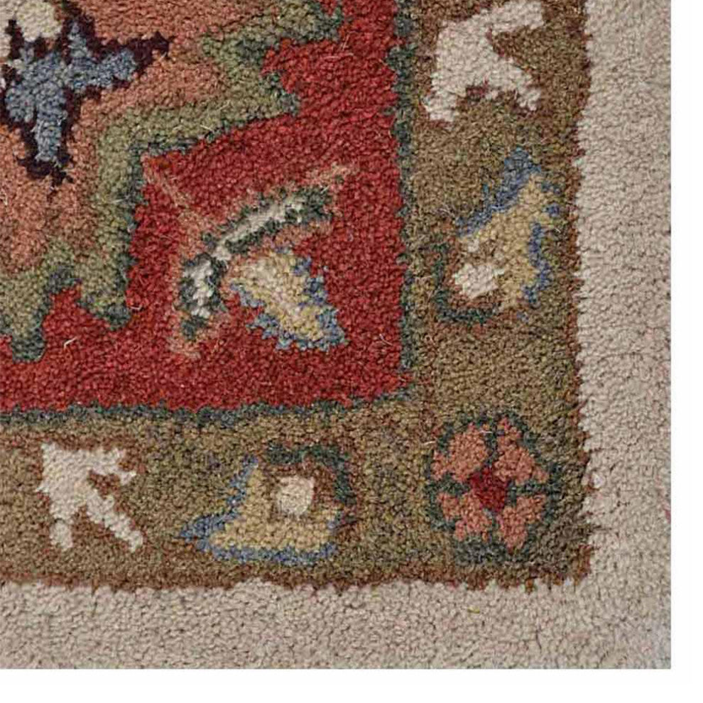 HAND TUFTED WOOL ECO-FRIENDLY AREA RUGS-Cream&Red Color, Oriental Design