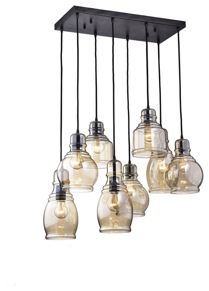 Lynn Antique Black 8-Light Glass Pendant Lights